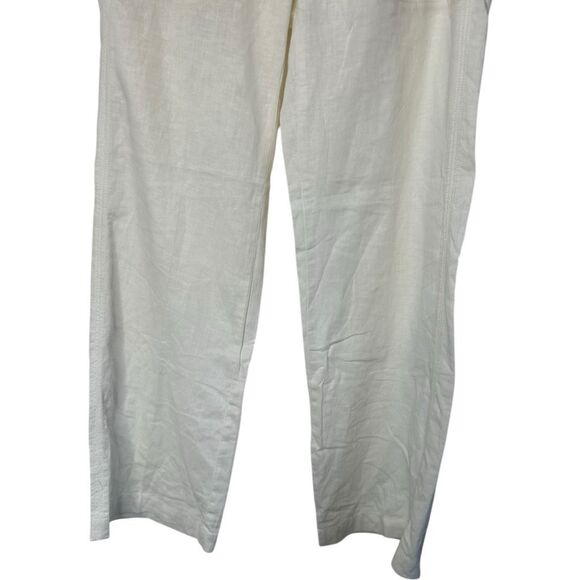 Pilcro and The Letterpress Anthropologie White Wide Leg Linen Pants Sz 6 Classic - Picture 8 of 9